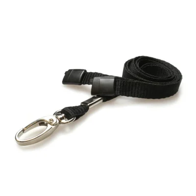 Plain Black Lanyards W Metal Clip (Pack of 100)