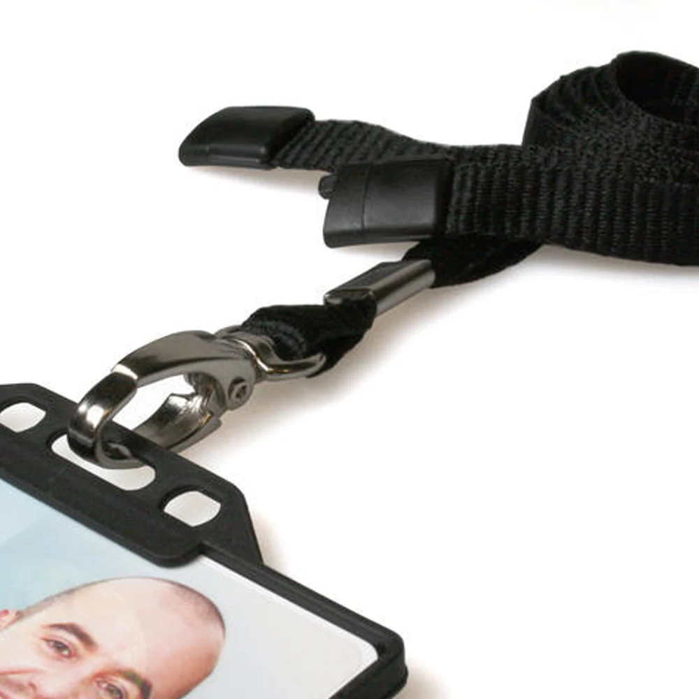 Plain Black Lanyards W Metal Clip (Pack of 100) - Image 2